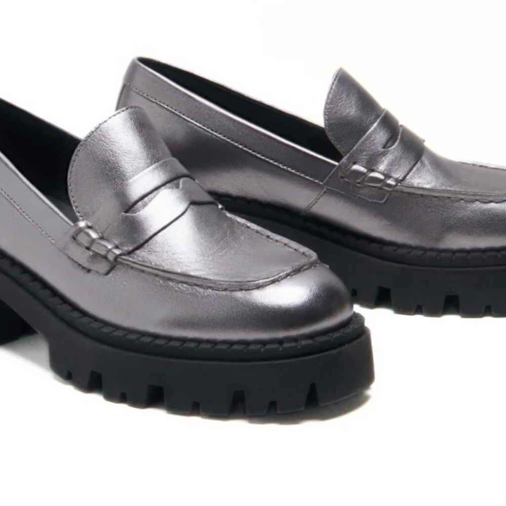 Free People Silver Loafers